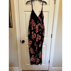 Derek Heart Black Floral Wrap Jumpsuit Size XL